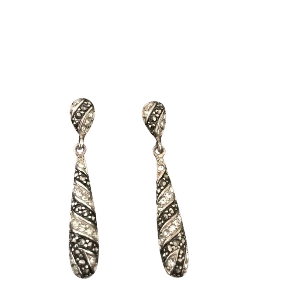 🪷 Vintage Sterling Silver Crystal Earrings